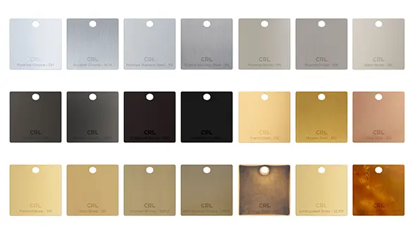 2024-metal-finishes-promo-image A series of different colors of paint samples.
